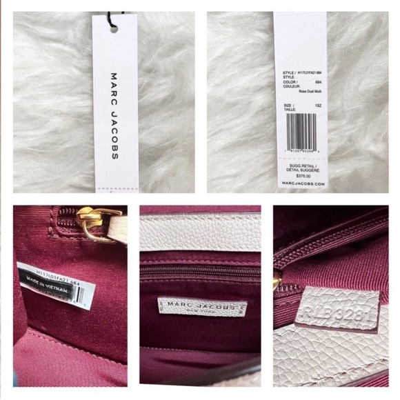 New! Marc Jacobs Tuck Lock Pebbled Leather Crossbody Shoulder Bag in Rose Dust - Picture 11 of 11